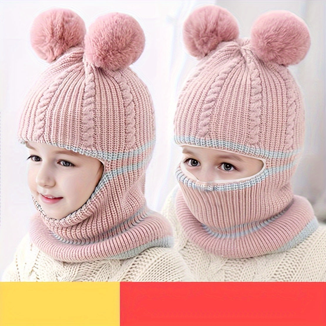 Kids Winter Hat with Mask Neck Gaiter