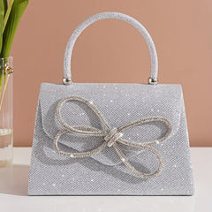 Glitter Bow Rhinestone Evening Bag Clutch Purse Chain Shoulder Wedding Party