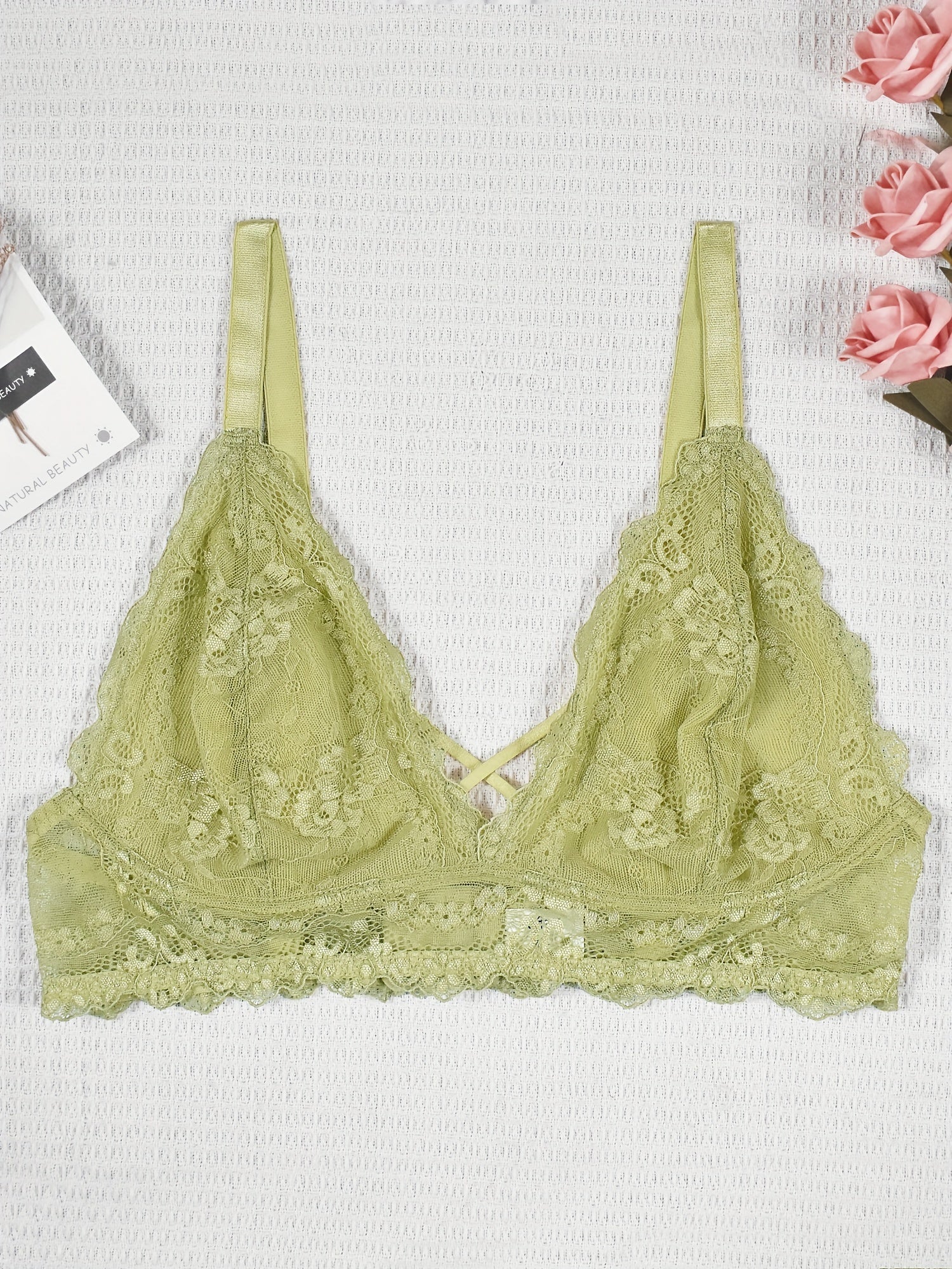  Floral Lace Criss Cross Soft Bralette