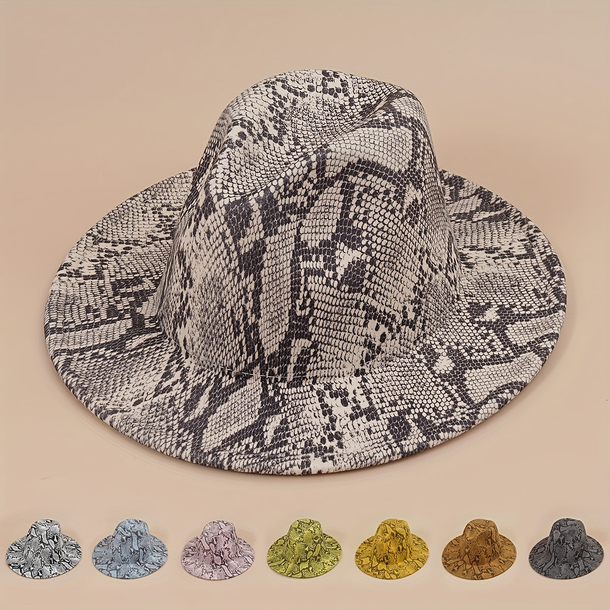 Vintage Fedora Cap Snake Pattern Warm Jazz Hat