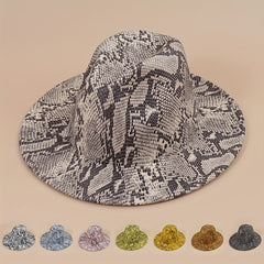 Vintage Fedora Cap Snake Pattern Warm Jazz Hat
