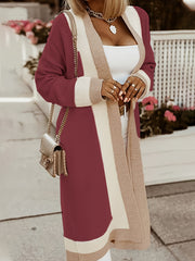  Colorblock Open Front Cardigan
