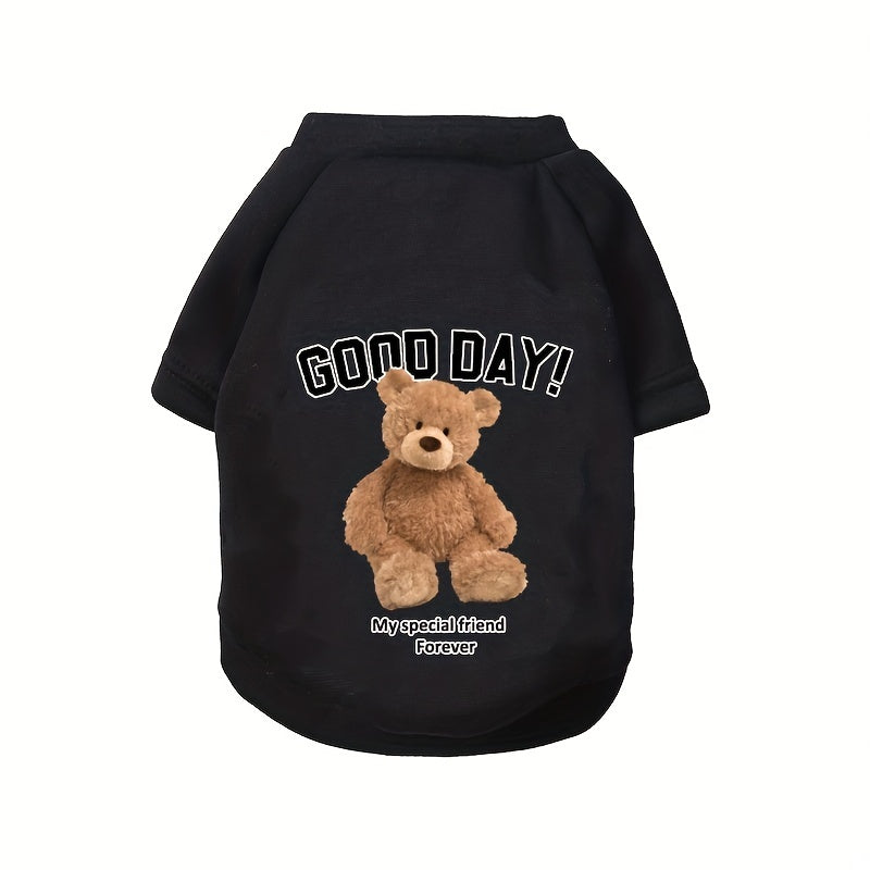 Bear Graphic Pet Crew Neck Sweater For Autumn And Winter