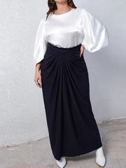  2-Piece Set: Lantern Sleeve Top & Maxi Skirt