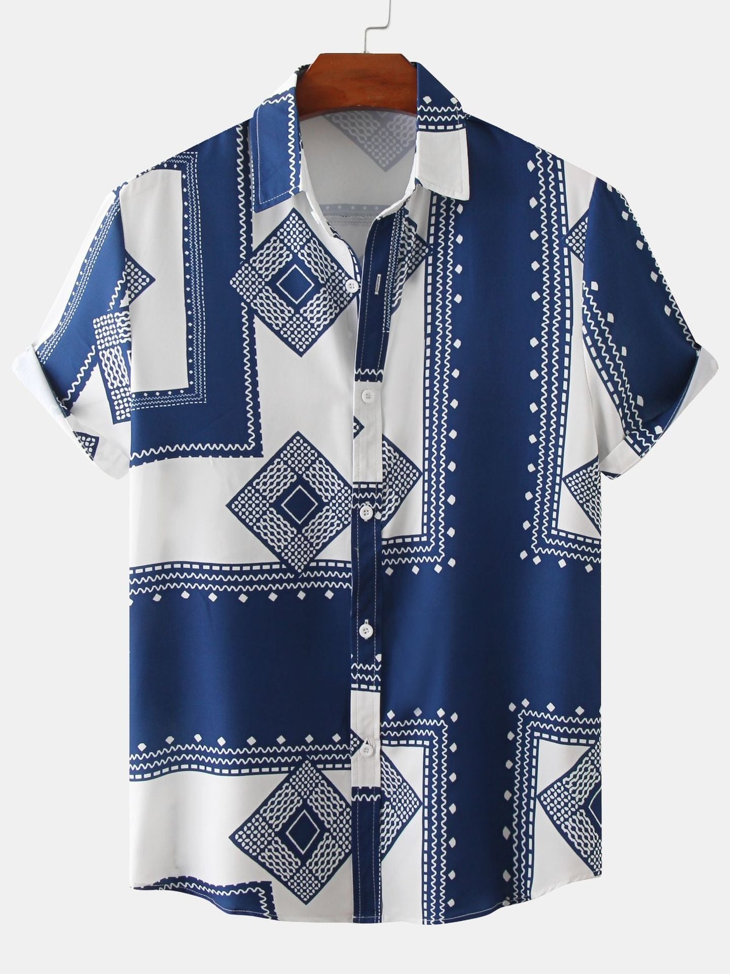 Men's Floral Shirt Casual Slim Short Sleeve Shirt