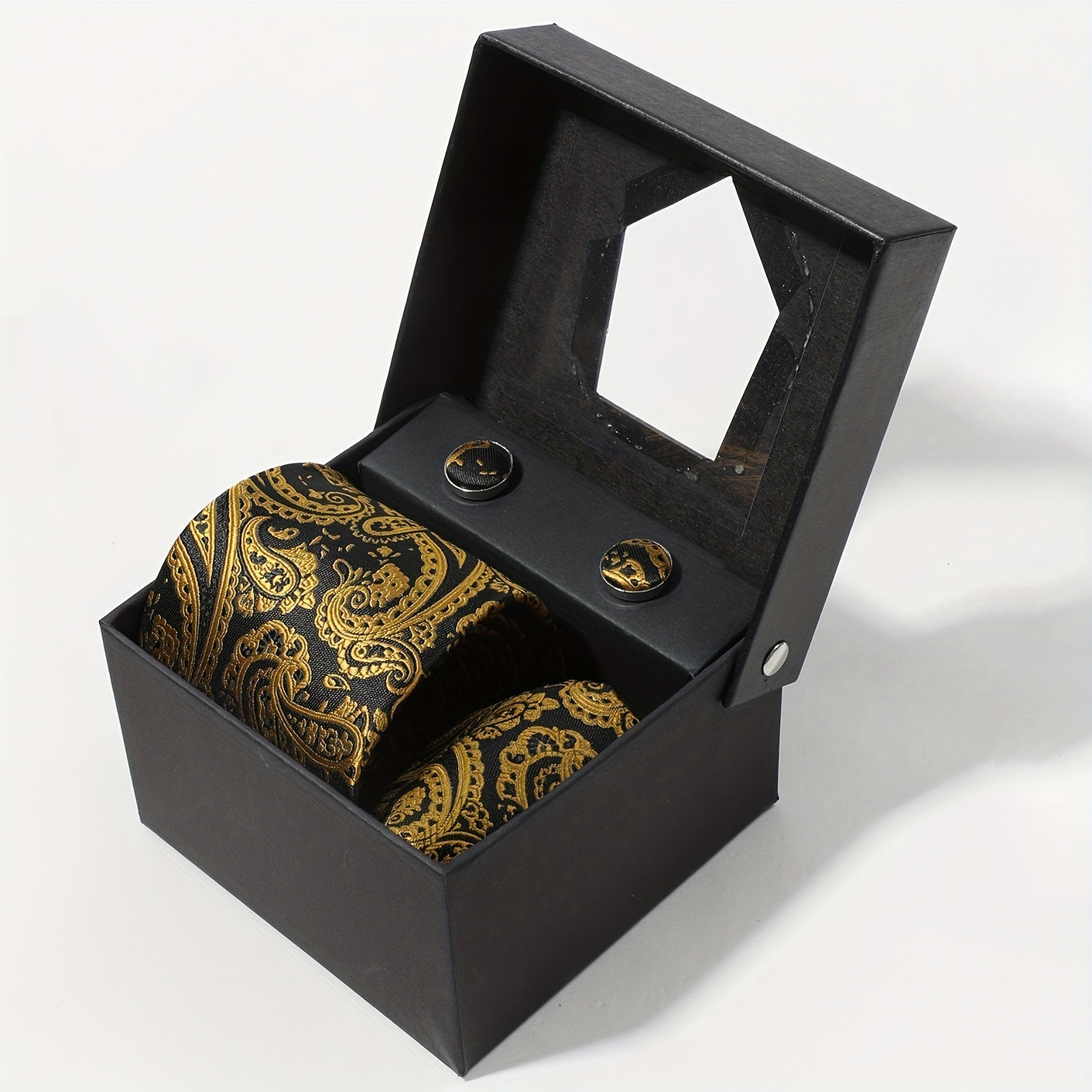 4pcs Golden Paisley Tie Set for Men Women