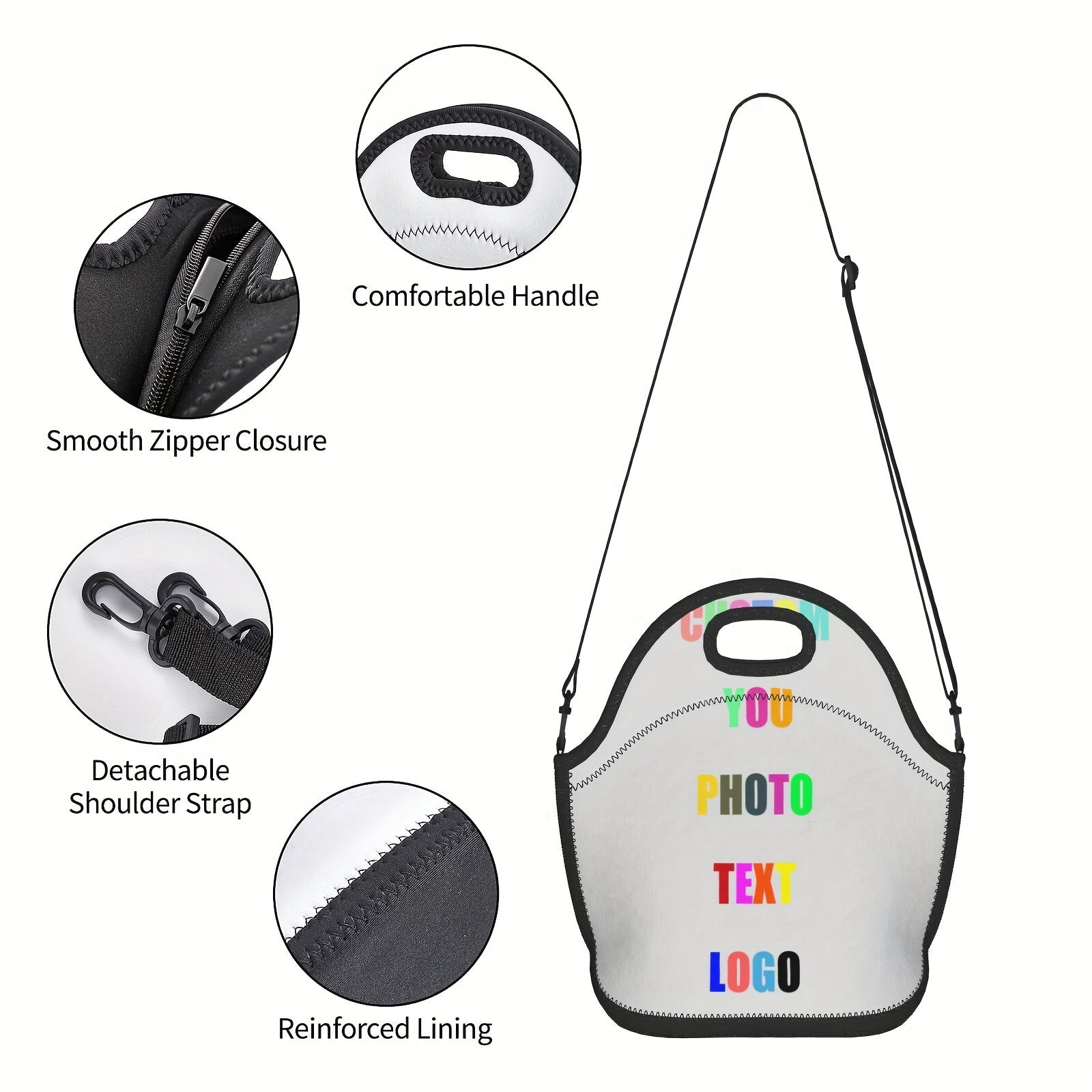 Personalized Insulated Lunch Bag w/ Name & Photo Leakproof Reusable Cooler Tote