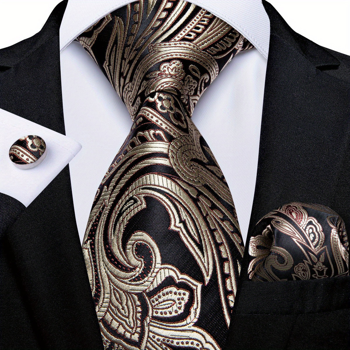Men's Classic Tie Set with Accessories for Wedding Party Business