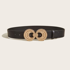 Vintage Stretchy Belt for Dresses Wide Golden Buckle