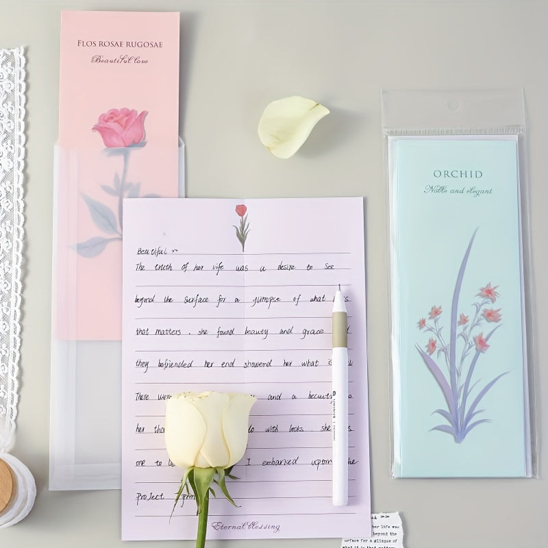 3pcs Letter Paper Envelopes Set Romantic Love Letter Hand painted Letterhead