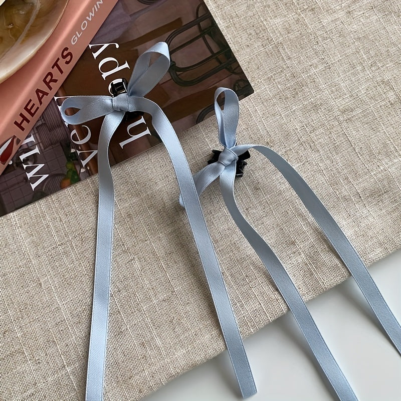 Y2K Girls Ribbon Bow Hair Claw Mini Shark Claw