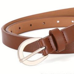 Pin Buckle PU Belt Casual Jeans Pants Thin Girdle Women