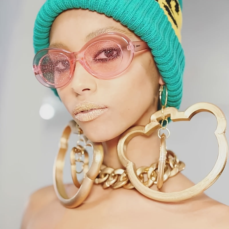 Transparent Oval Sunglasses for Women Girls UV Protection