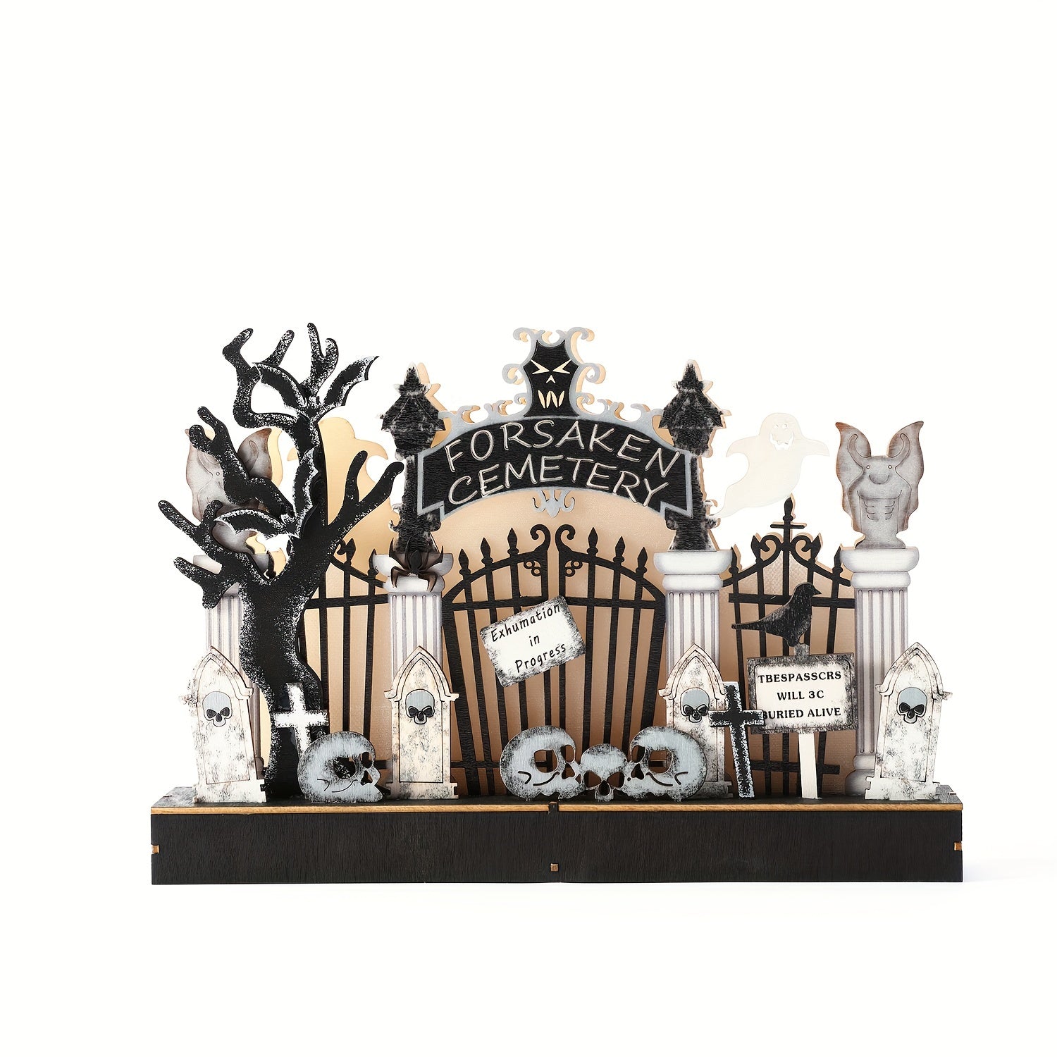 Halloween Wooden Ghost Cemetery Desktop Decoration