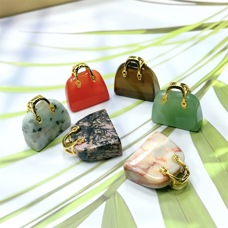 Natural Crystal Small Bag Handbag Mix Material Handicraft Healing Pendant