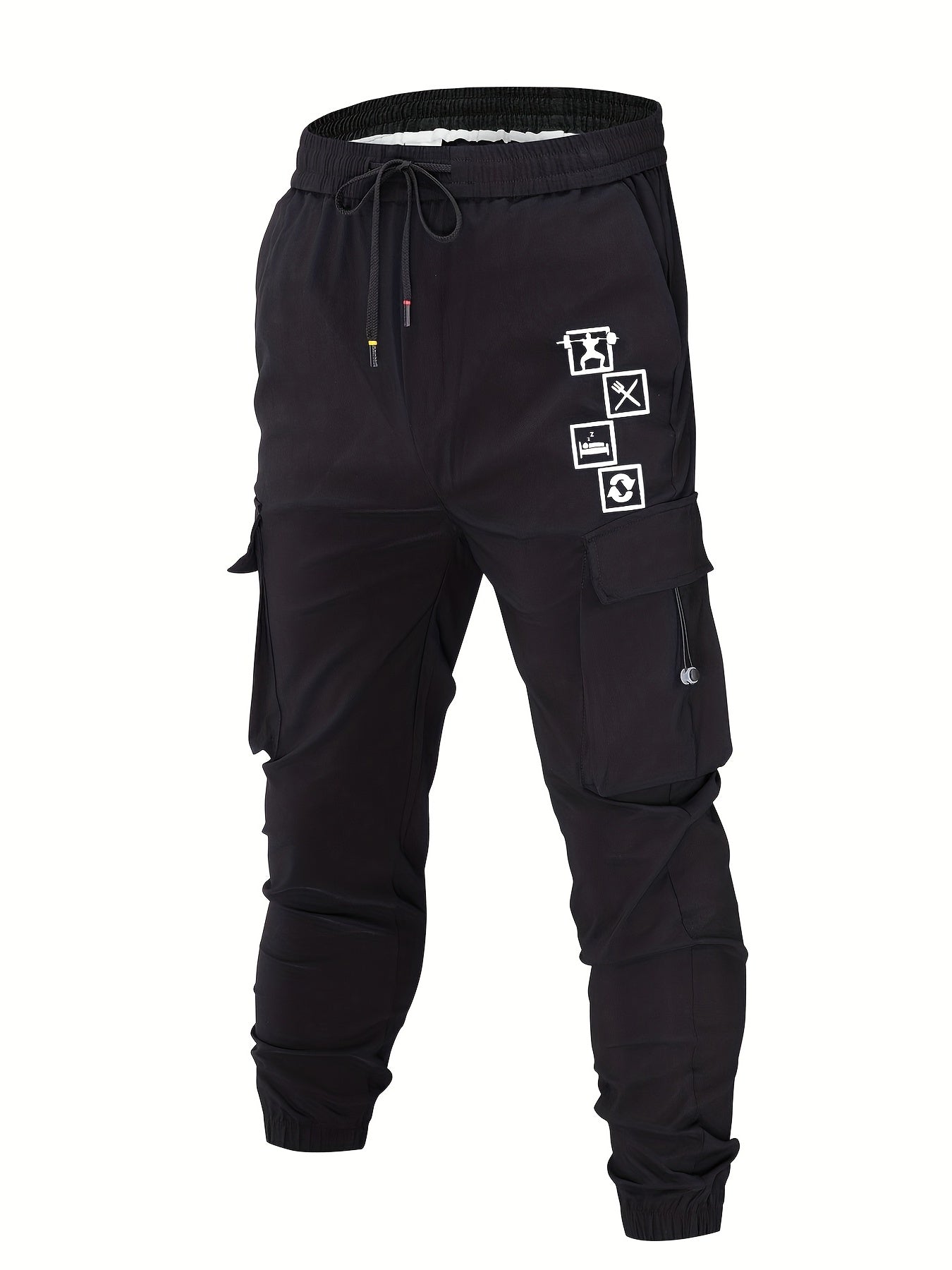 Funny Pattern Cargo Pants Men Flap Pocket Trousers Loose Casual Outdoor