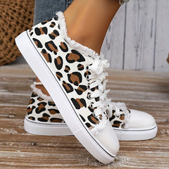 Leopard Pattern Skate Shoes Lightweight Low Top Sport Shoes