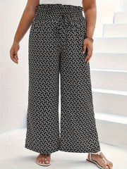  Wide Leg Trousers Allover Print Paperbag Waist