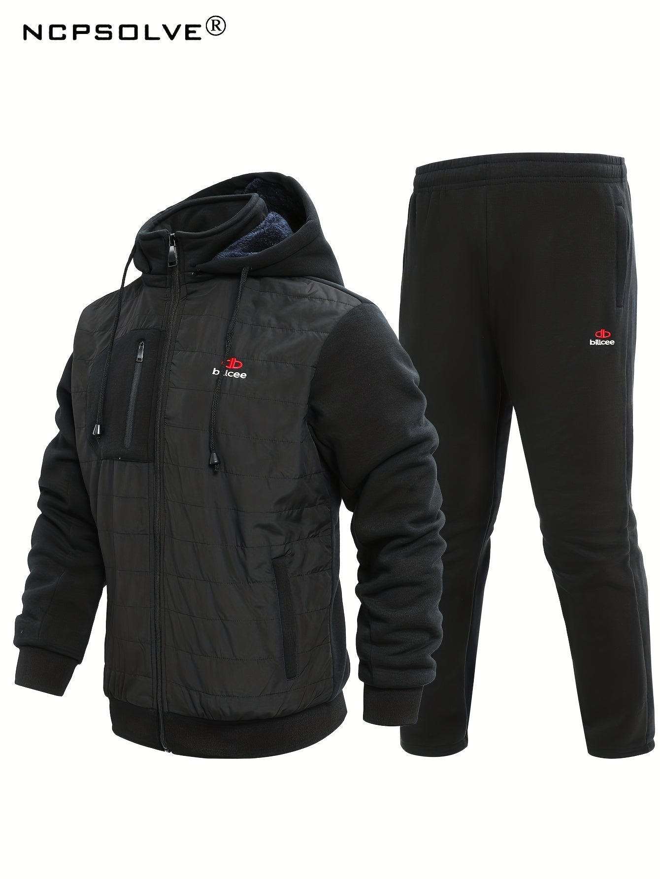 Men's Zip Up Thermal Hooded Jacket & Pants Set