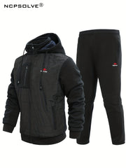 Men's Zip Up Thermal Hooded Jacket & Pants Set