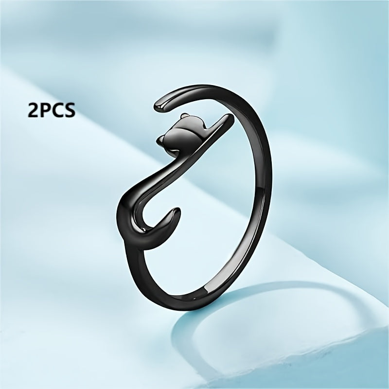 2pcs Cartoon Kitten Crochet Ring for Finger Knitting