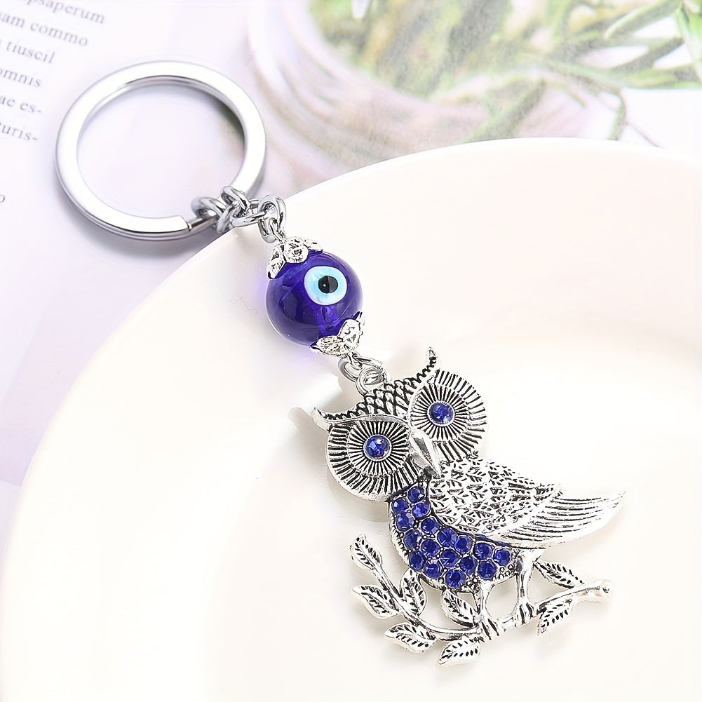 Lucky Evil Eye Owl Keychain Rhinestone Bag Car Key Chain Pendant