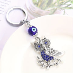 Lucky Evil Eye Owl Keychain Rhinestone Bag Car Key Chain Pendant
