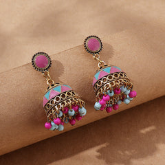 Indian Wind Drip Oil Colored Lantern Earrings