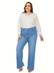 High Waist Wide Leg Plus Size Jeans