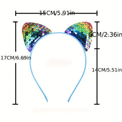 Sequined Cat Ears Hair Hoop Head Accessory for Girls