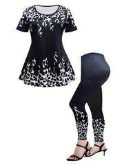  Tie Dye Butterfly Print Top & Leggings Set