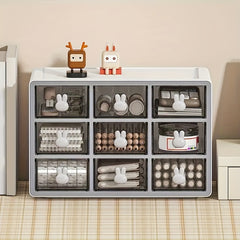 Plastic Cartoon Storage Box Desktop Organizer Nine Grids Keep Desk Tidy