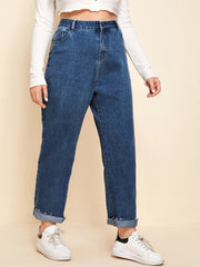  High Waist Straight Leg Cropped Jeans