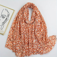 Stone Pattern Scarf with Frayed Edge for Women