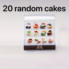 Mini Cake Display Case with Detailed Cake Designs ABS Colorful Dessert Set