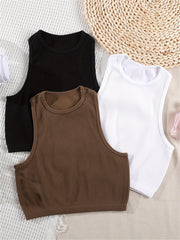 Ribbed Crop Tank Top Set for Summer