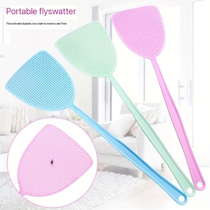 3pcs Manual Fly Mosquito Swatter Plastic Extended Handle Fly Killing Swatter