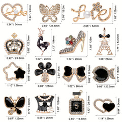15pcs Crystal Shoe Charms for Crocs Sandals Decoration