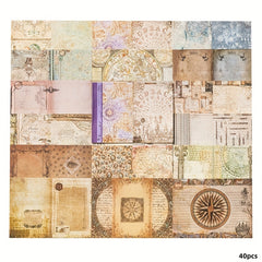 40pcs Retro Paper Note Library Series DIY Decorative Collage Base Material