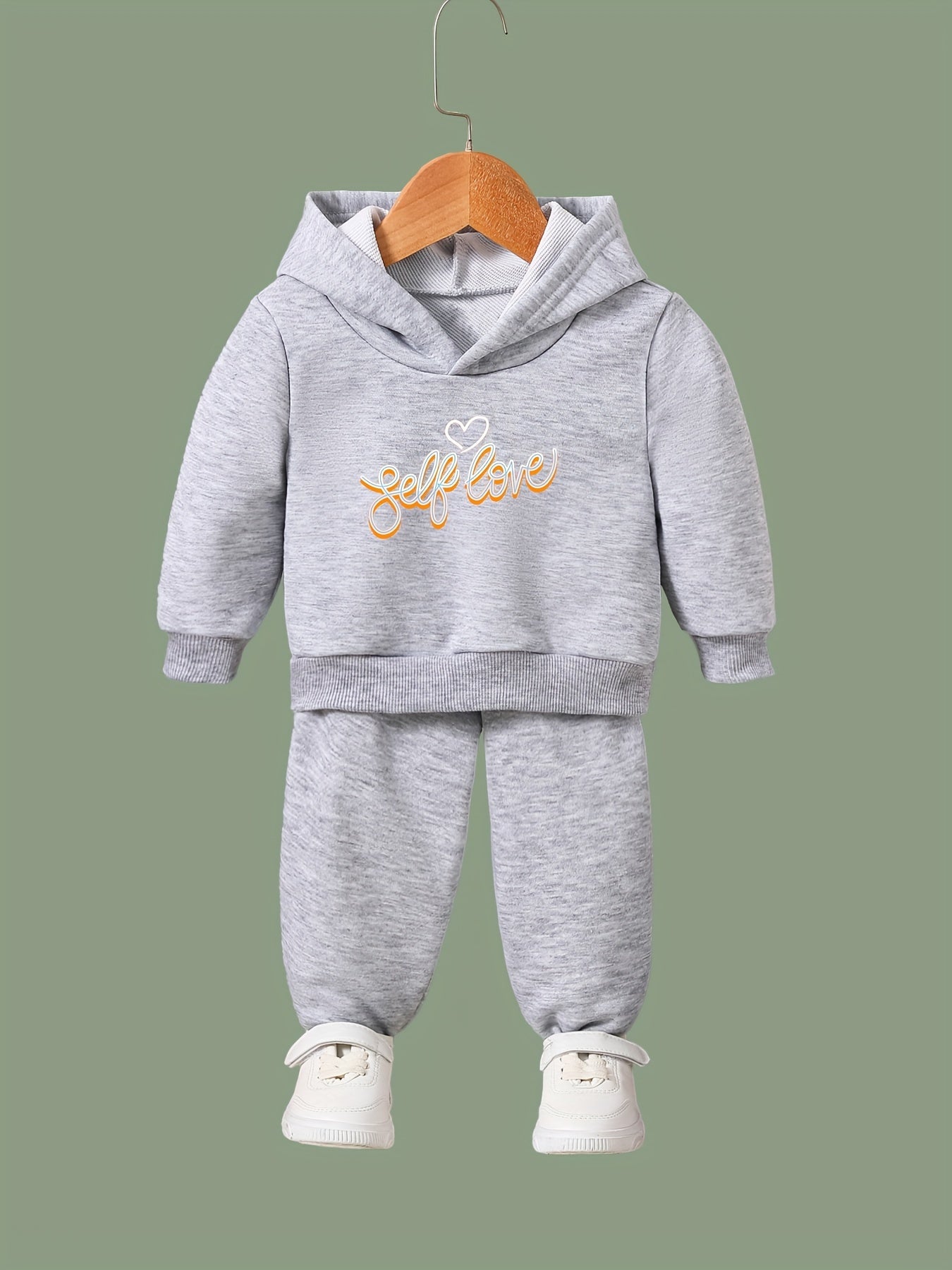 OERYUI Girls Boys Self Love Hooded Pullover Pants Set Sports Spring Fall Gift