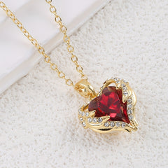 Angel Wings Red Heart Pendant Mother's Gift
