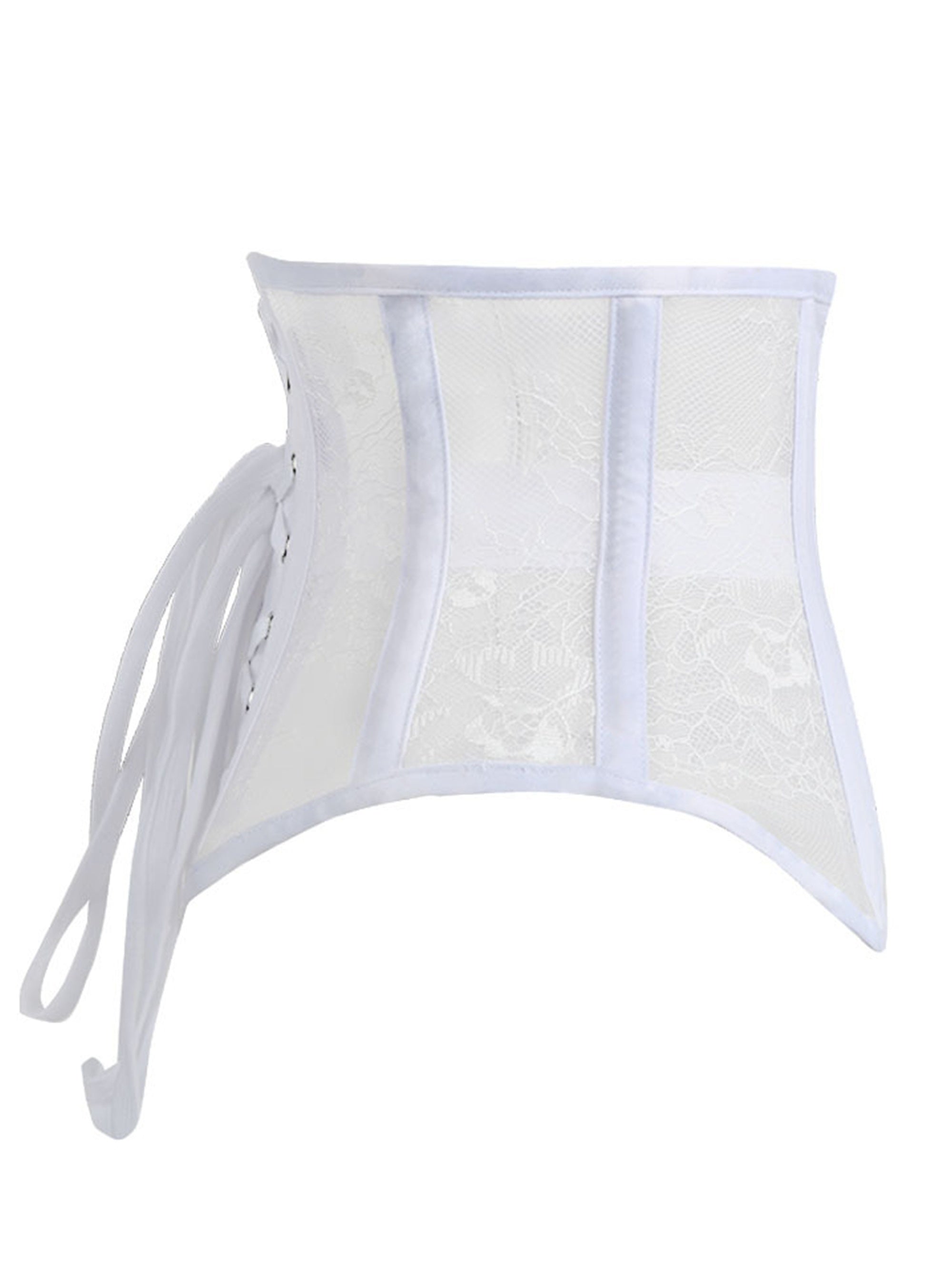 Floral Lace Strapless Corset Tummy Control Lace Up Body Shaper