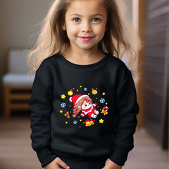 Christmas Santa Girl Print Pullover Sweatshirt for Kids