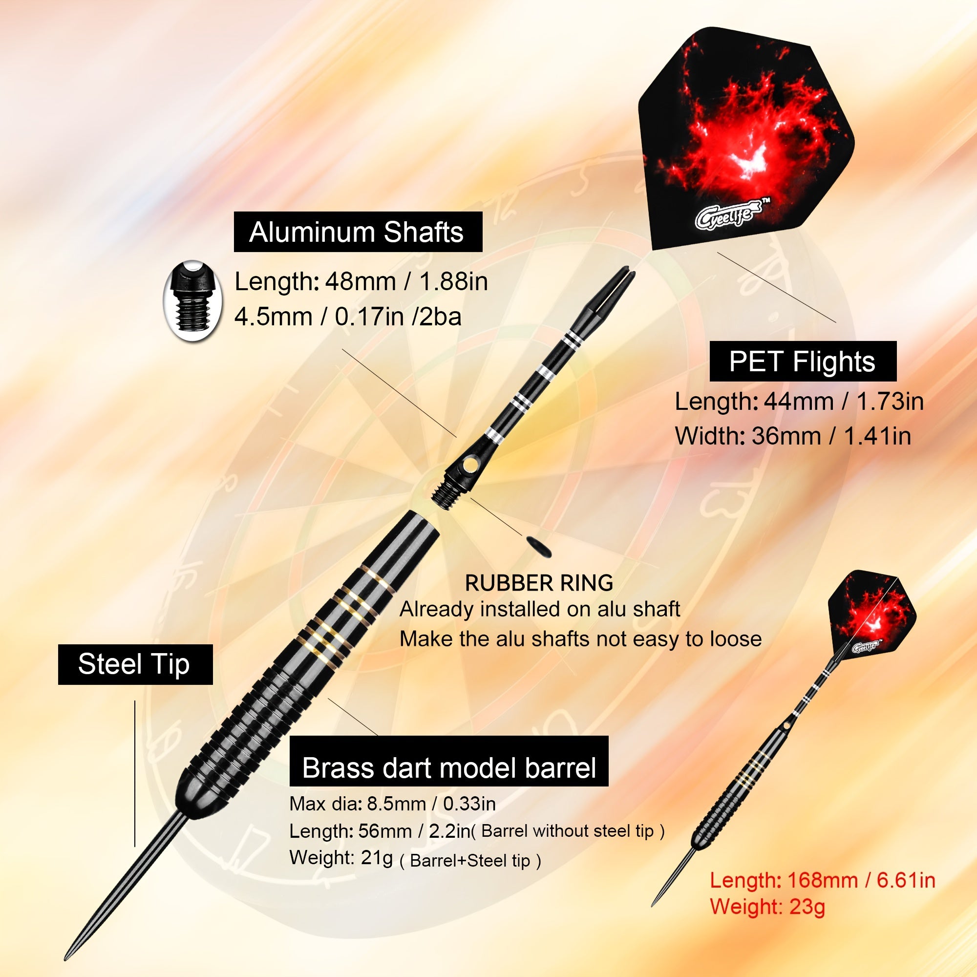 3pcs 23g Steel Tip Darts Training Entertainment Dart Accessories