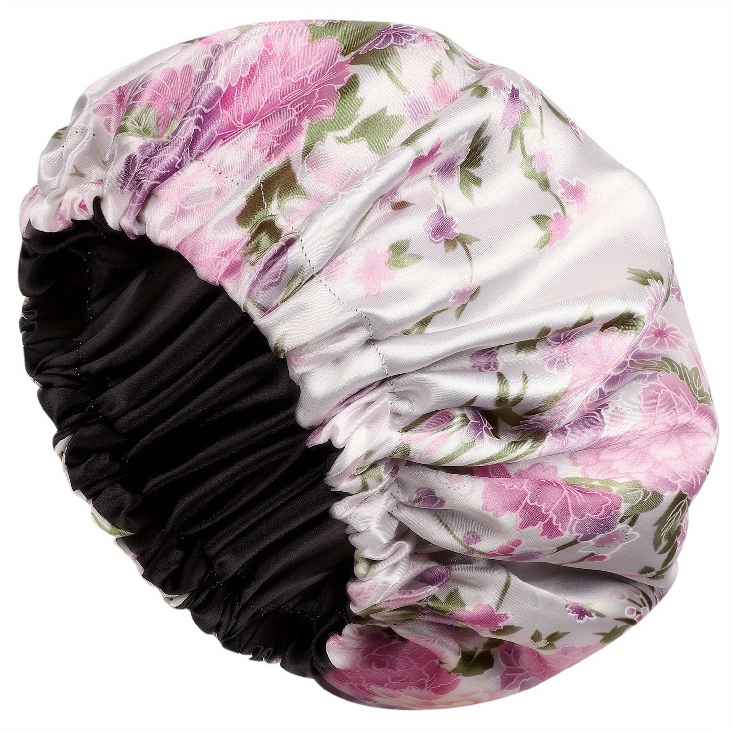 Flower Printed Satin Hair Bonnet Cap for Women