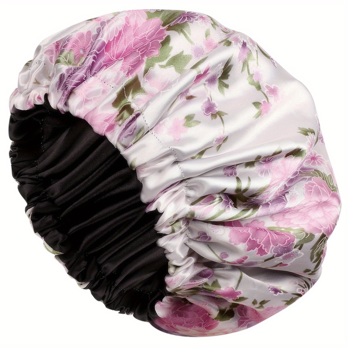 Flower Printed Satin Hair Bonnet Cap for Women
