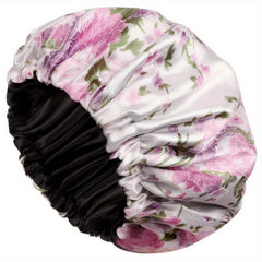 Flower Printed Satin Hair Bonnet Cap for Women