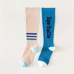 8 Pairs Letter Print Calf Socks All-match Knee High Socks Women Stockings