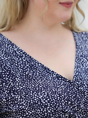  Dot Print V Neck Dress With Pockets