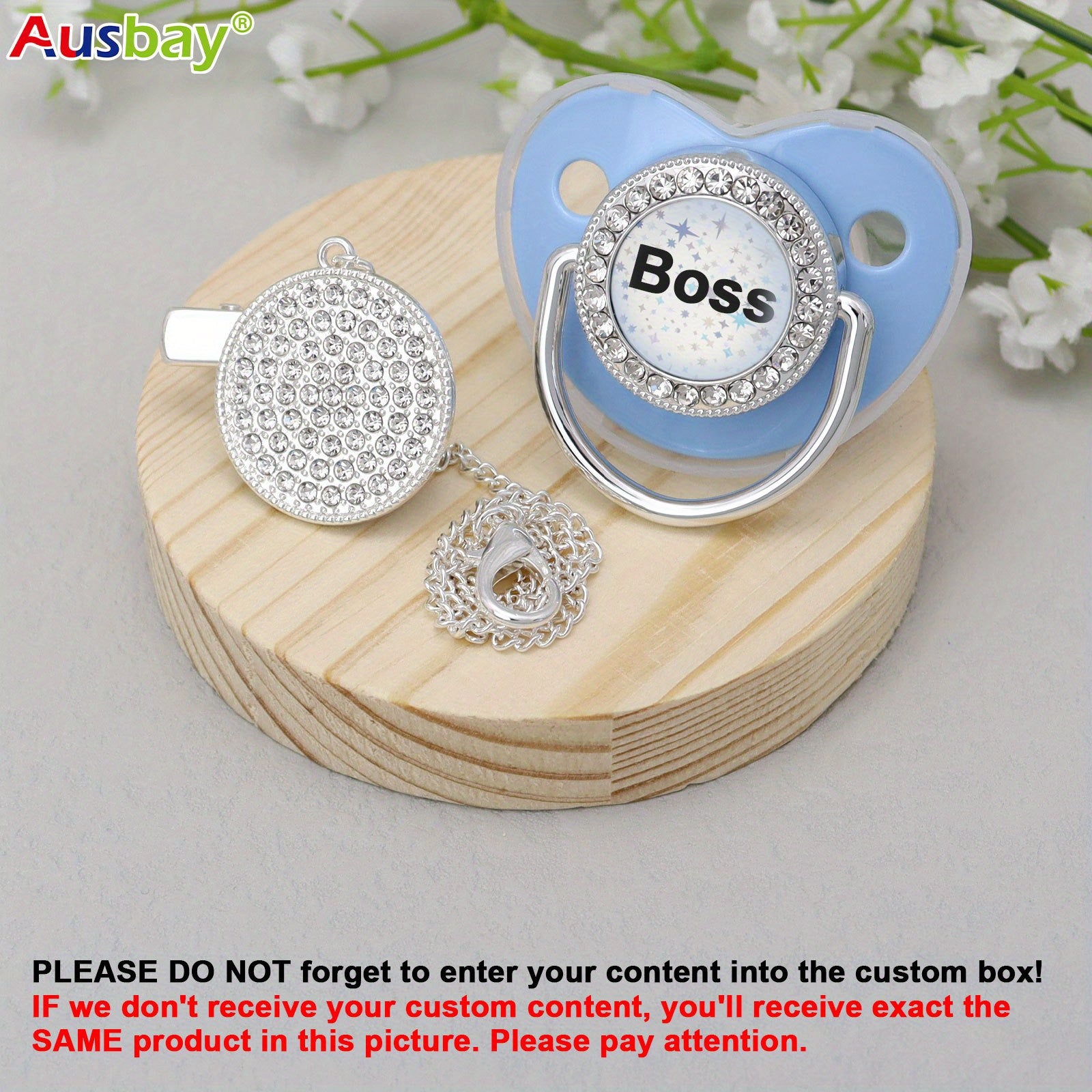 Personalized Pacifier & Clip Set with Name Customized Baby Shower Gift